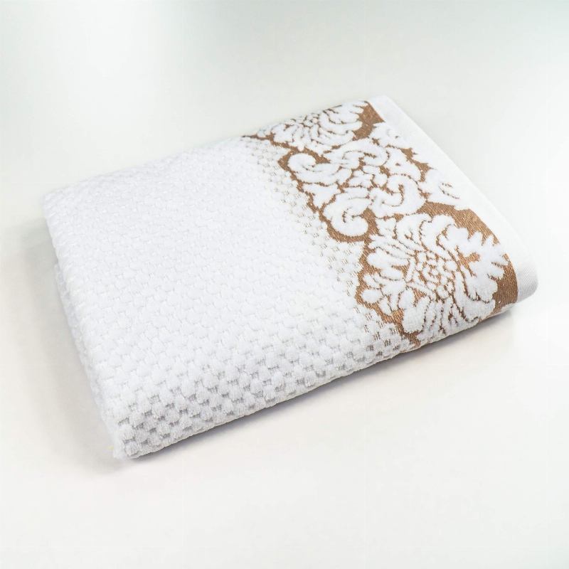 Рушник махровий середній 50x90см Damask Преміум якості Жакардовий з велюром 550г/м2 GM Textile (Білий)